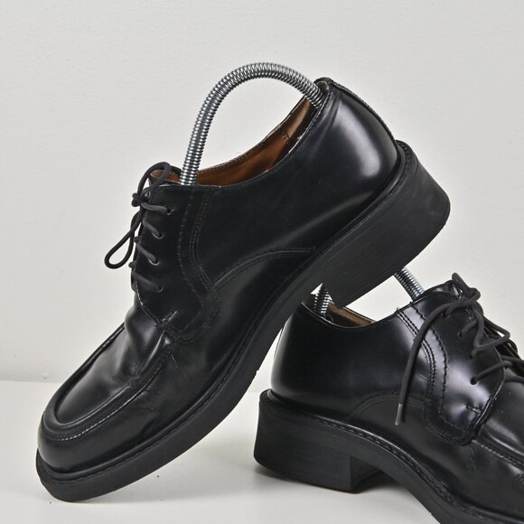 Giorgio Brutini Handcrafted Black Leather Apron Toe Derbies US 8 UK 7 Made Italy - Picture 14 of 16